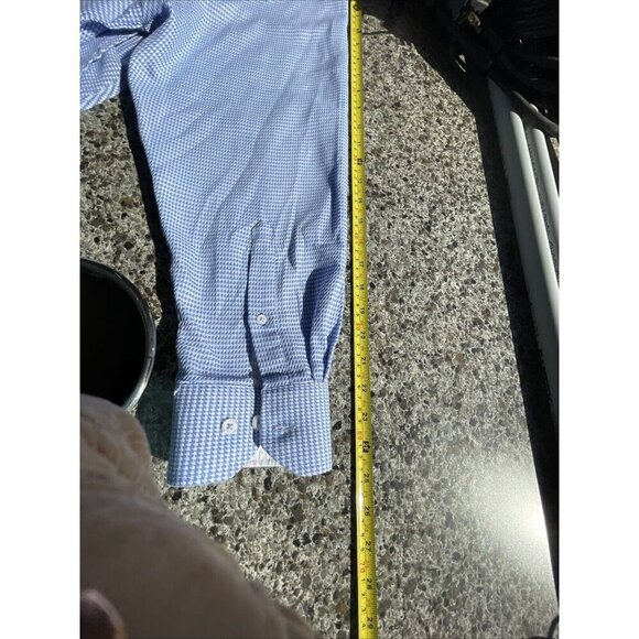 Report Collection Performance Stretch modern Fit Shirt Men’s 18”34/35Blue Check - Picture 15 of 16